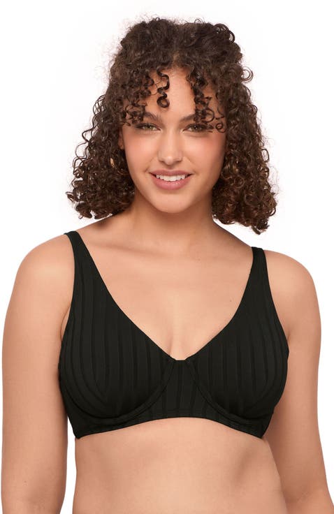 Supportive and Sculpting Wide Ribbed Tall Underwire Bikini Swimsuit Top