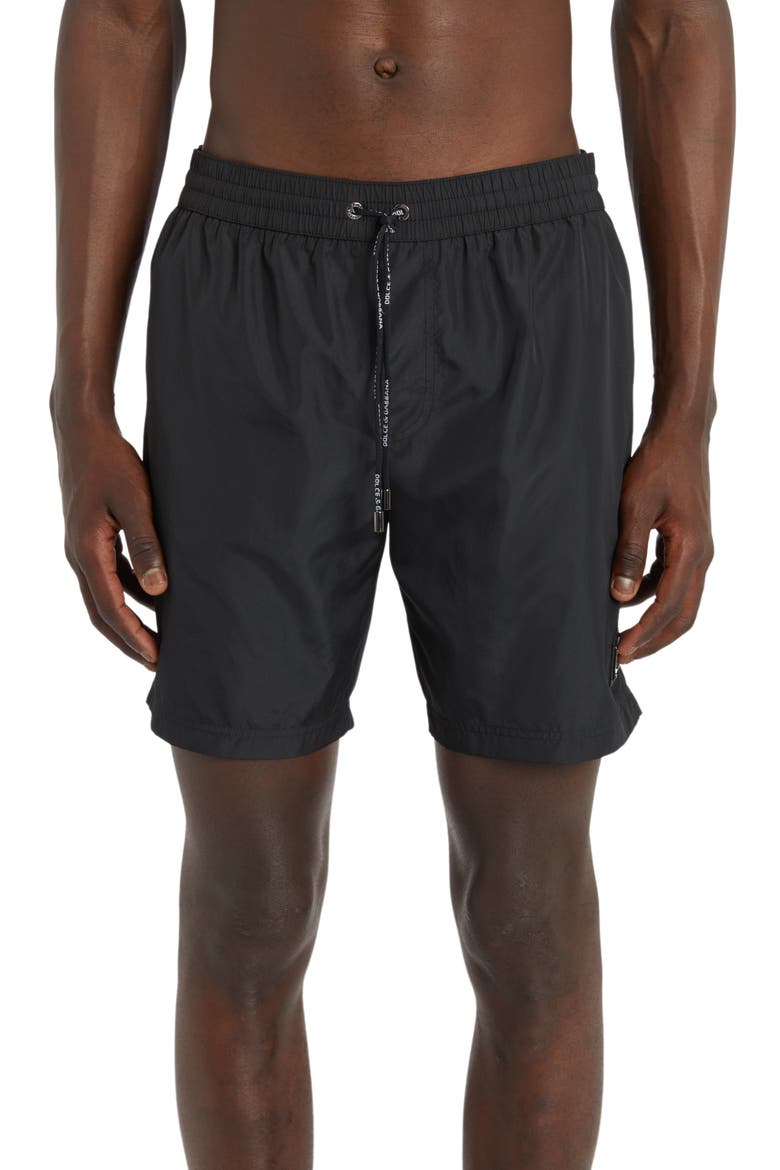 Box Logo Swim Trunks, Main, color, NERO