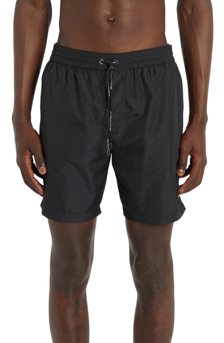Dolce&Gabbana Box Logo Swim Trunks, Main, color, Nero