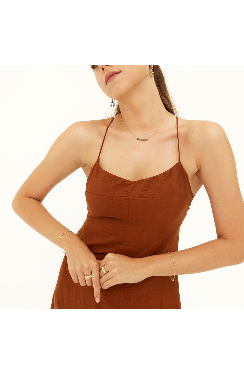 Spero London Sterling Silver Concave Bar Necklace - Green, Alternate, color, Gold