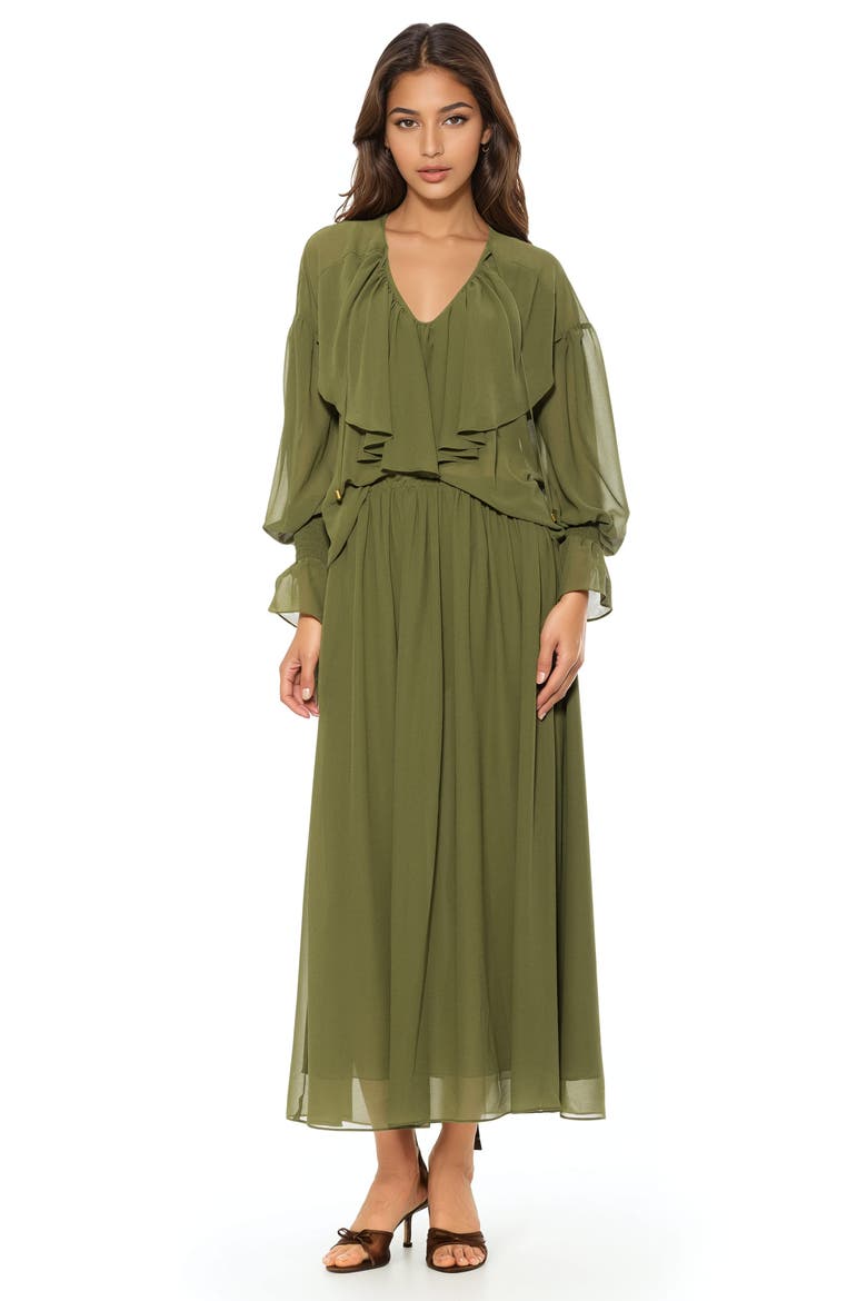 SERELISE RUFFLE DRAPED BLOUSE, Alternate, color, SAGE
