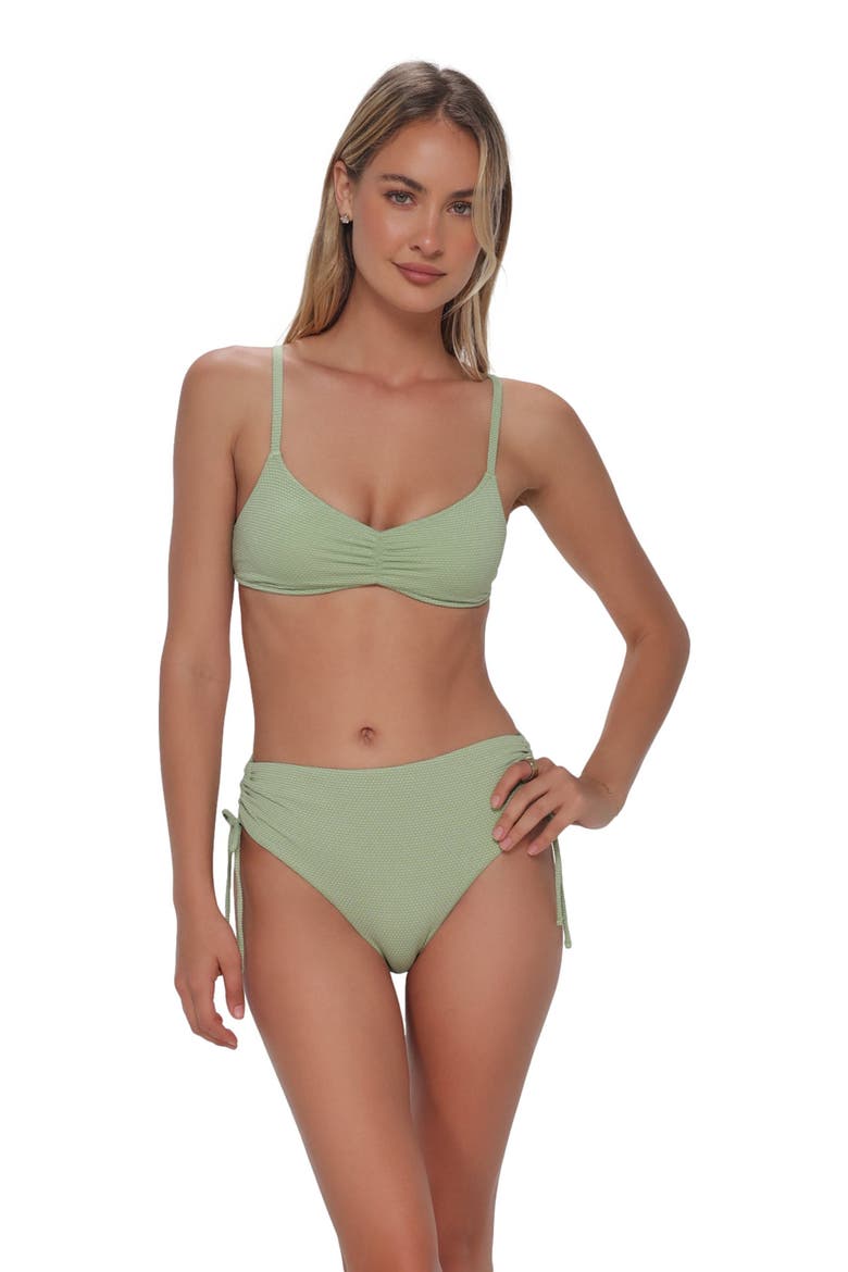 Sylvia Bralette Bikini Swimsuit Top, Main, color, Aloe Lurex