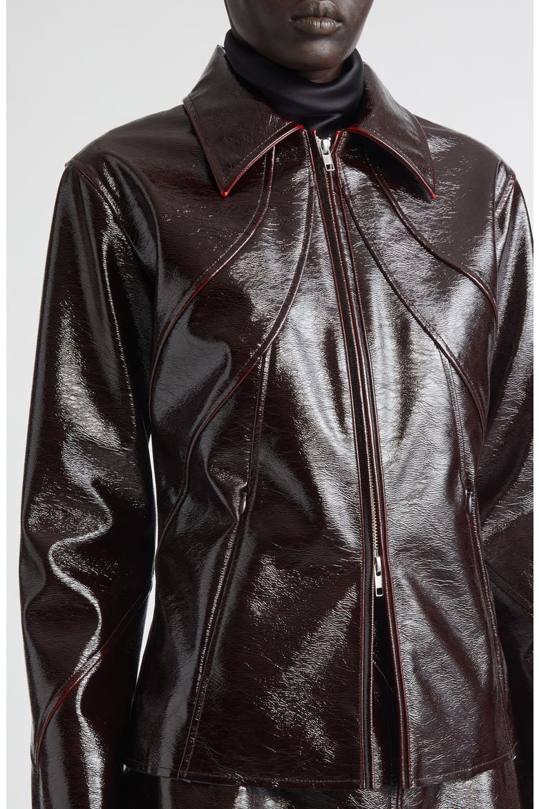 Filipa Glossed Zip Jacket, Alternate, color, DARK PLUM