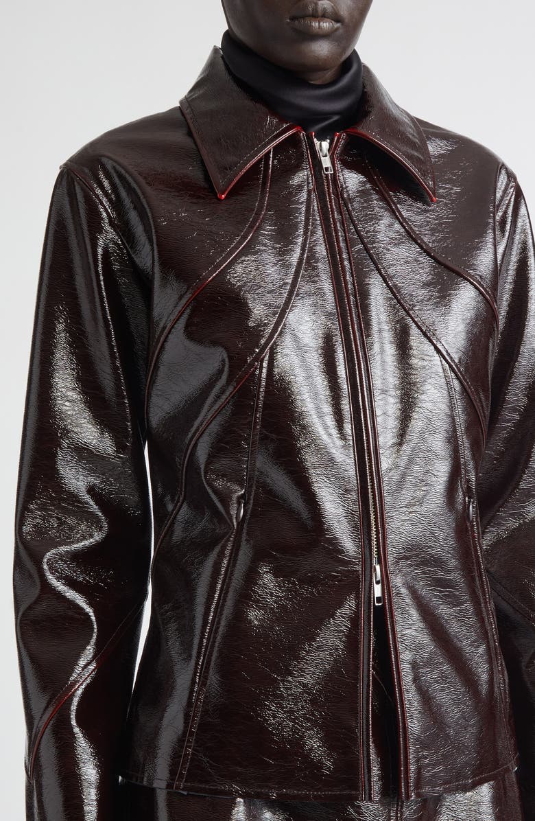 Stand Studio Filipa Glossed Zip Jacket, Alternate, color, Dark Plum