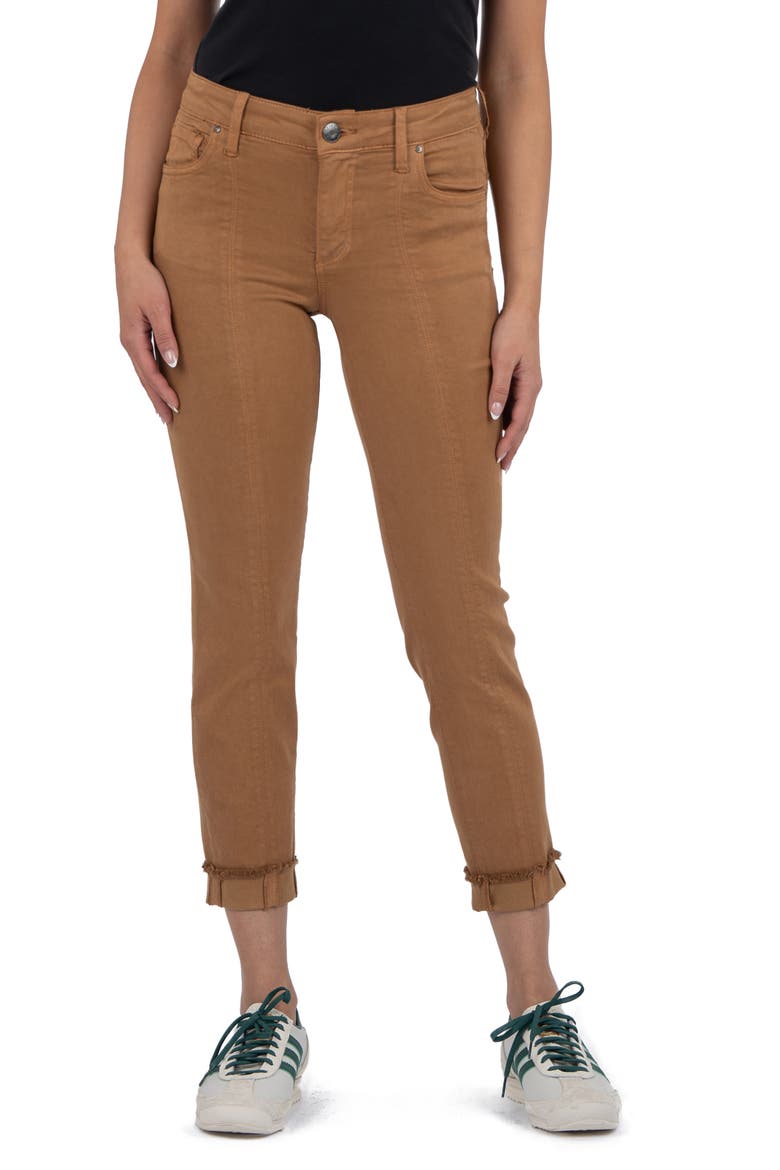 Amy Seamed Mid Rise Crop Slim Jeans, Main, color, SUNBRONZE