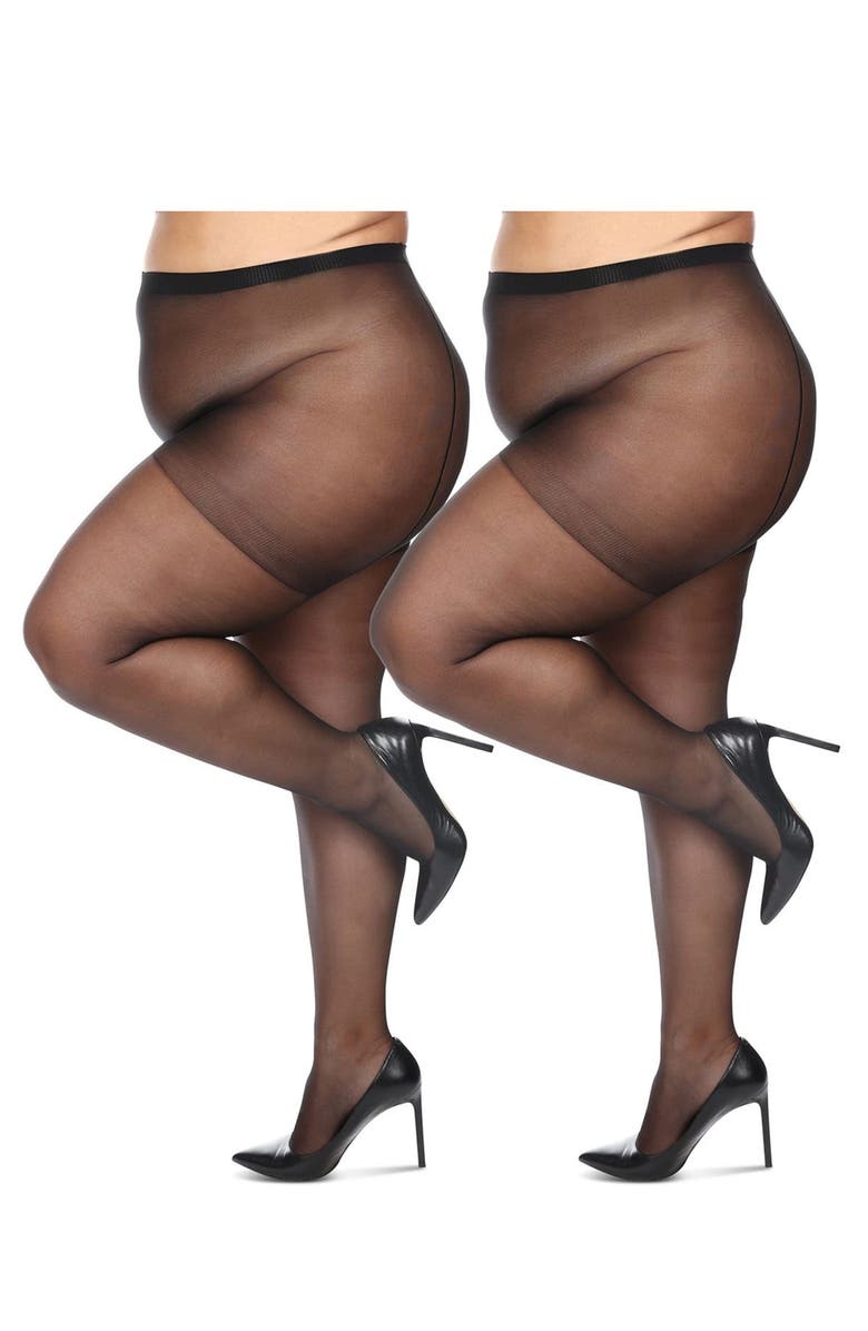 MeMoi 2-Pack Satin Sheer Tights, Alternate, color, Black