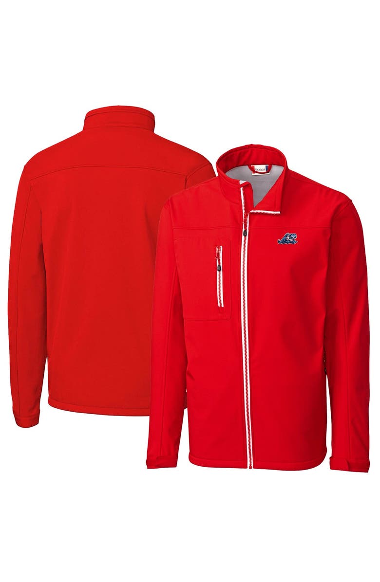 Cutter & Buck Men's Cutter & Buck Red West Michigan Whitecaps Clique Telemark Eco Stretch Softshell Full-Zip Jacket, Main, color,