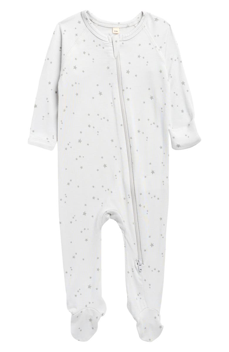 QUINCY MAE Stars Stretch Modal Footie, Main, color, Fog