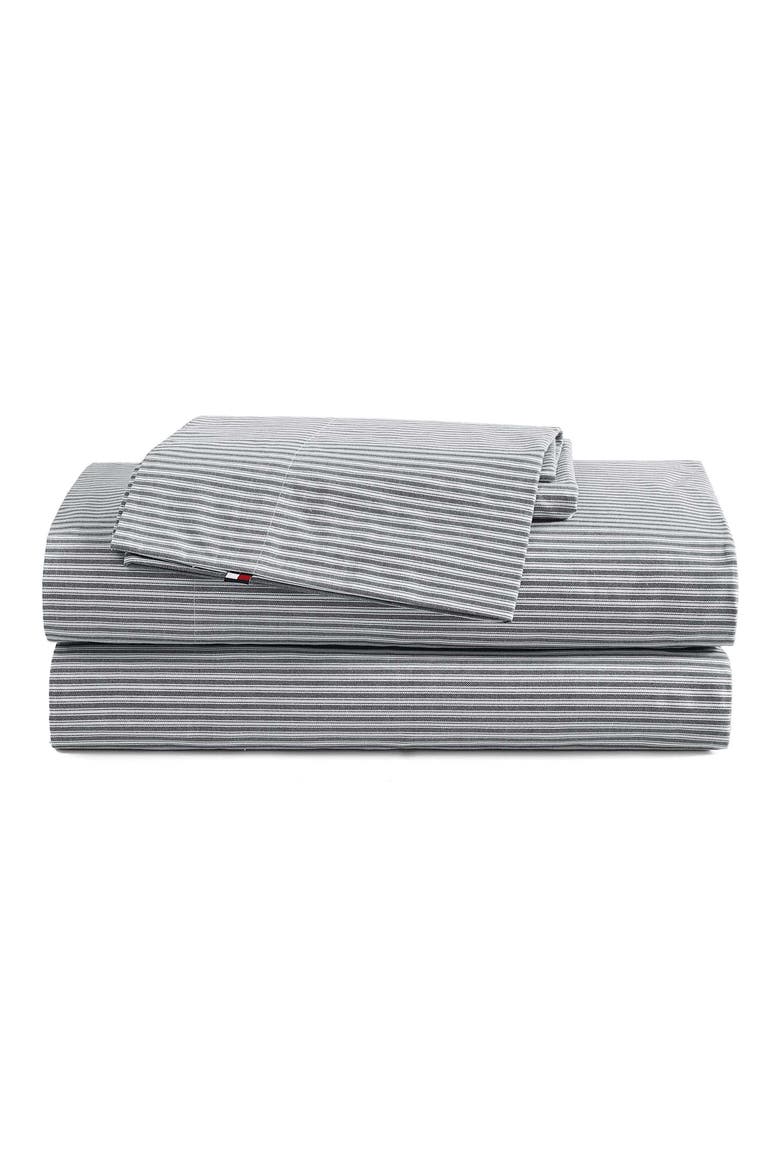 Highland Ticking Stripe Sheet Set, Main, color, NAVY