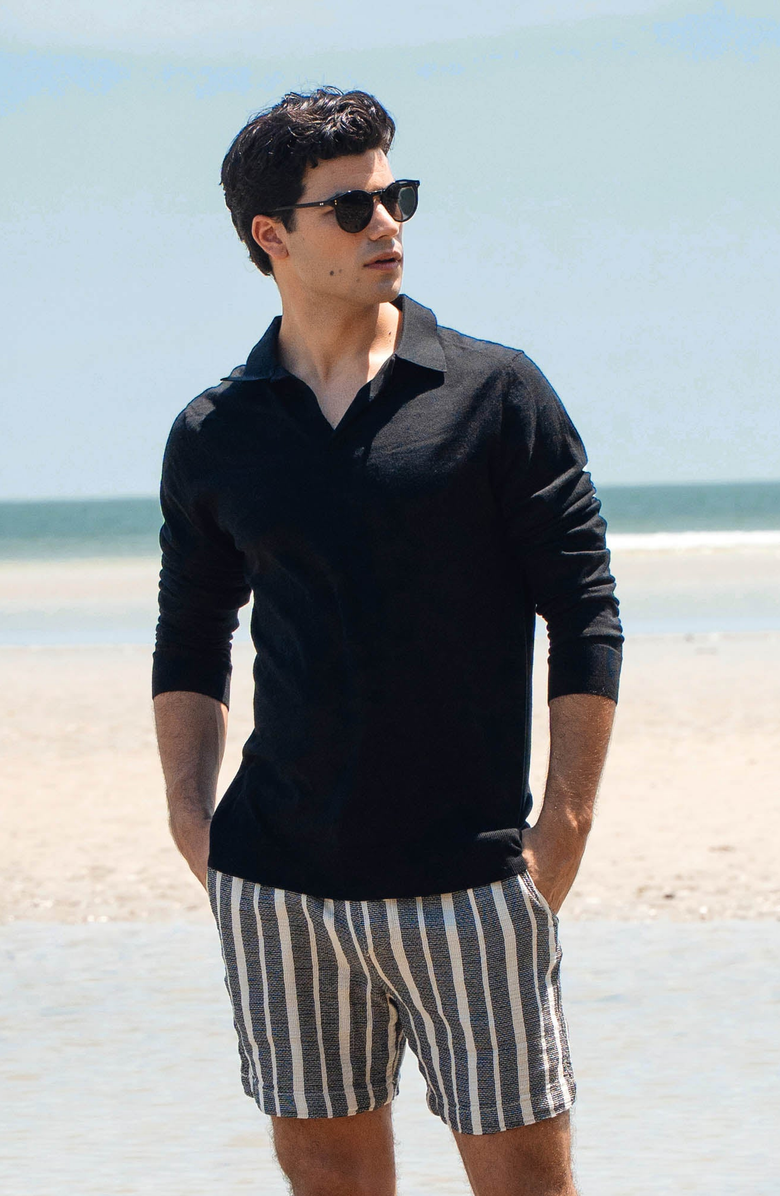 Italic Elliot Featherlight Long Sleeve Polo Shirt, Alternate, color, 