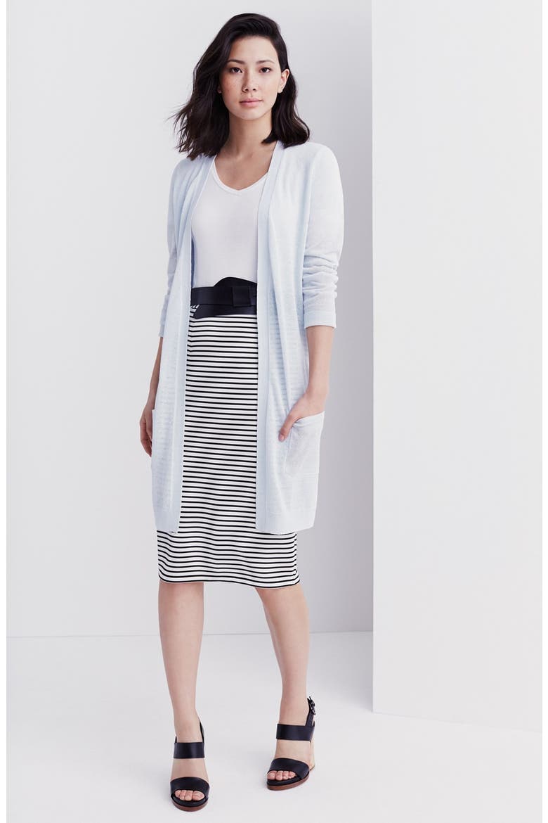 Long Linen Blend Cardigan, Alternate, color, NAVY PEACOAT
