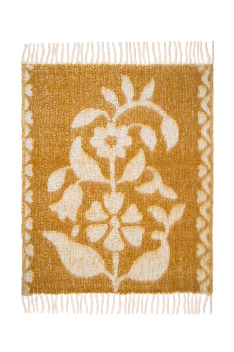 Ropar Fringed Jacquard Acrylic Wool Throw 51X71 In, Main, color, Beige