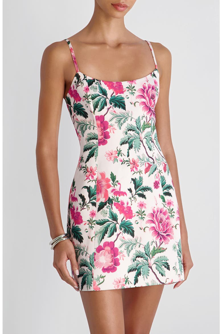 Christa Floral Satin Minidress, Alternate, color, PINK ICING