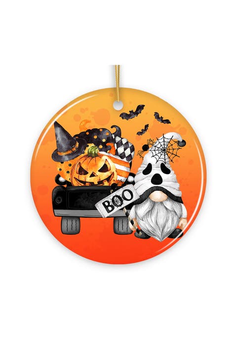 Boo Ghost Gnome Halloween Truck Ornament