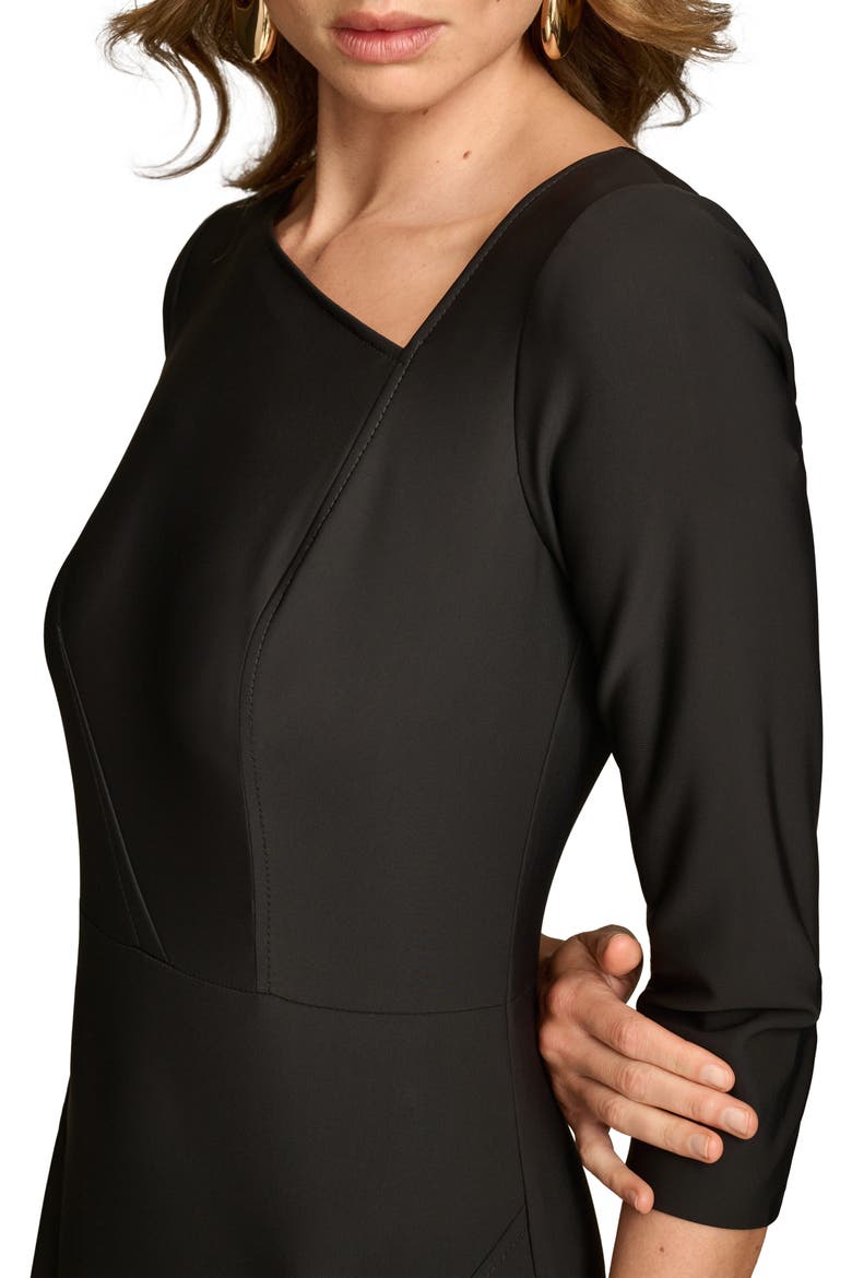 Asymmetric Neck Scuba Crepe Sheath DRess, Alternate, color, BLACK