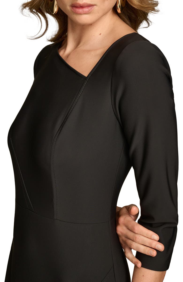 Donna Karan New York Asymmetric Neck Scuba Crepe Sheath DRess, Alternate, color, Black