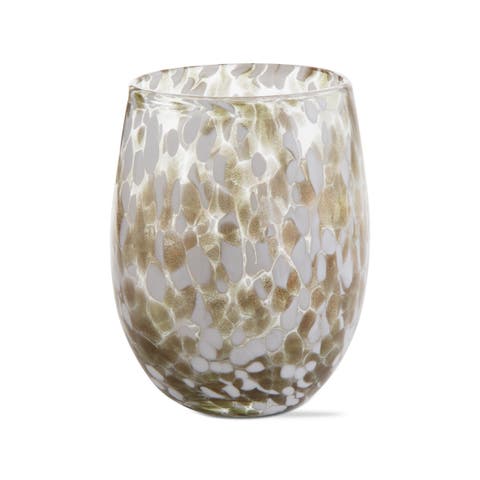 Confetti Glass Stemless Drinkware Gold Dishwasher Safe