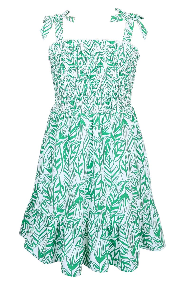 Zunie Kids' Box Strap Smocked Dress, Main, color, Kelly Green