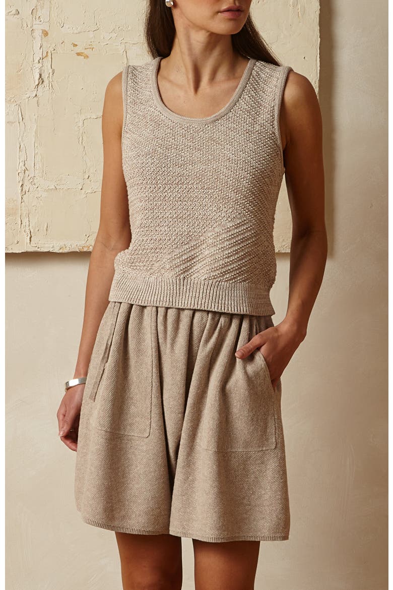 Angled Rib Crochet Vest, Alternate, color, Oat Marl