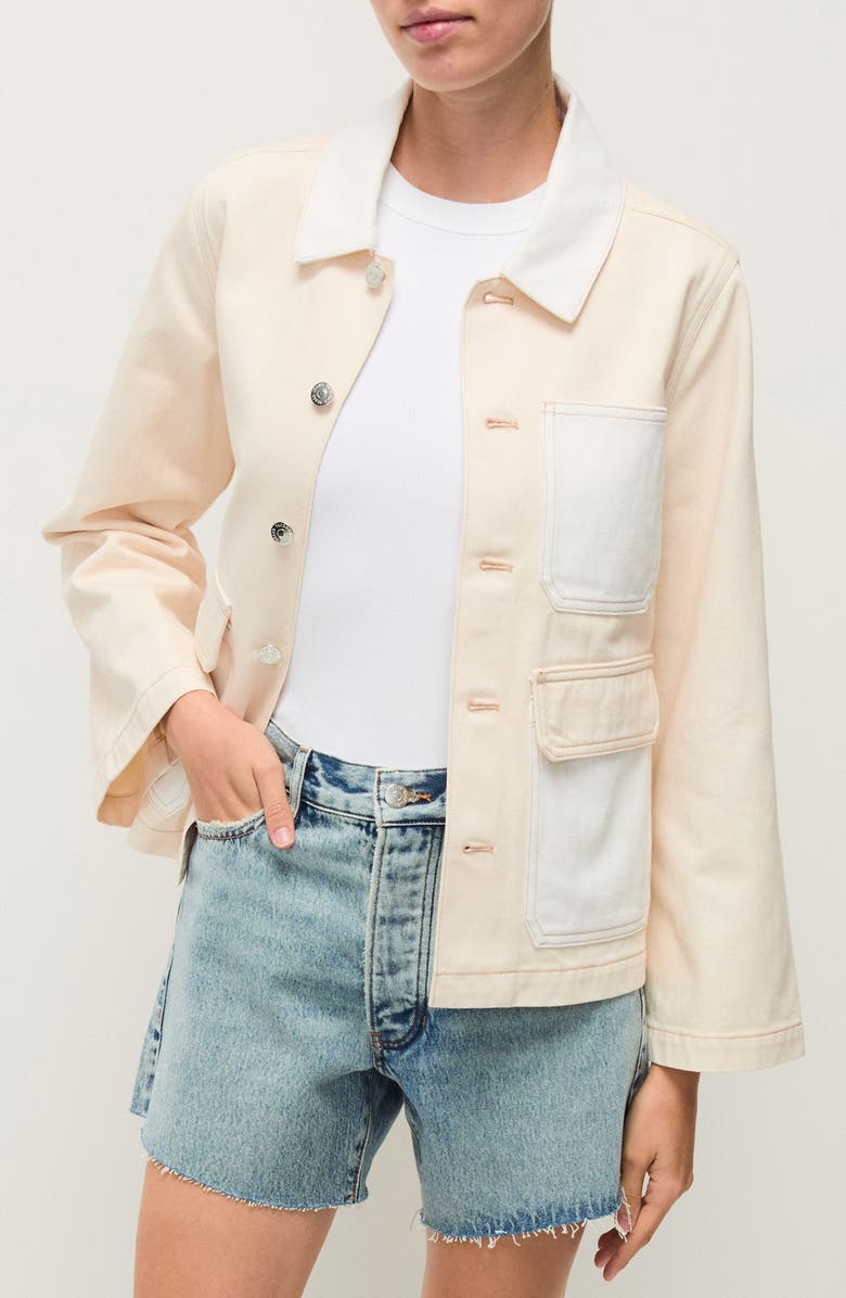 Veronica Beard Dahl Colorblock Crop Cotton Chore Jacket, Main, color, 