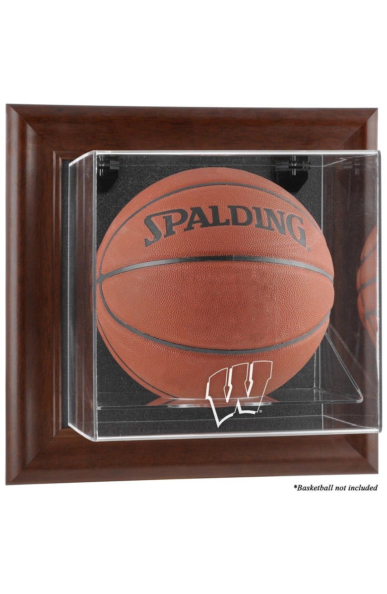 FANATICS AUTHENTIC Wisconsin Badgers Brown Framed Wall-Mountable Basketball Display Case, Main, color, 