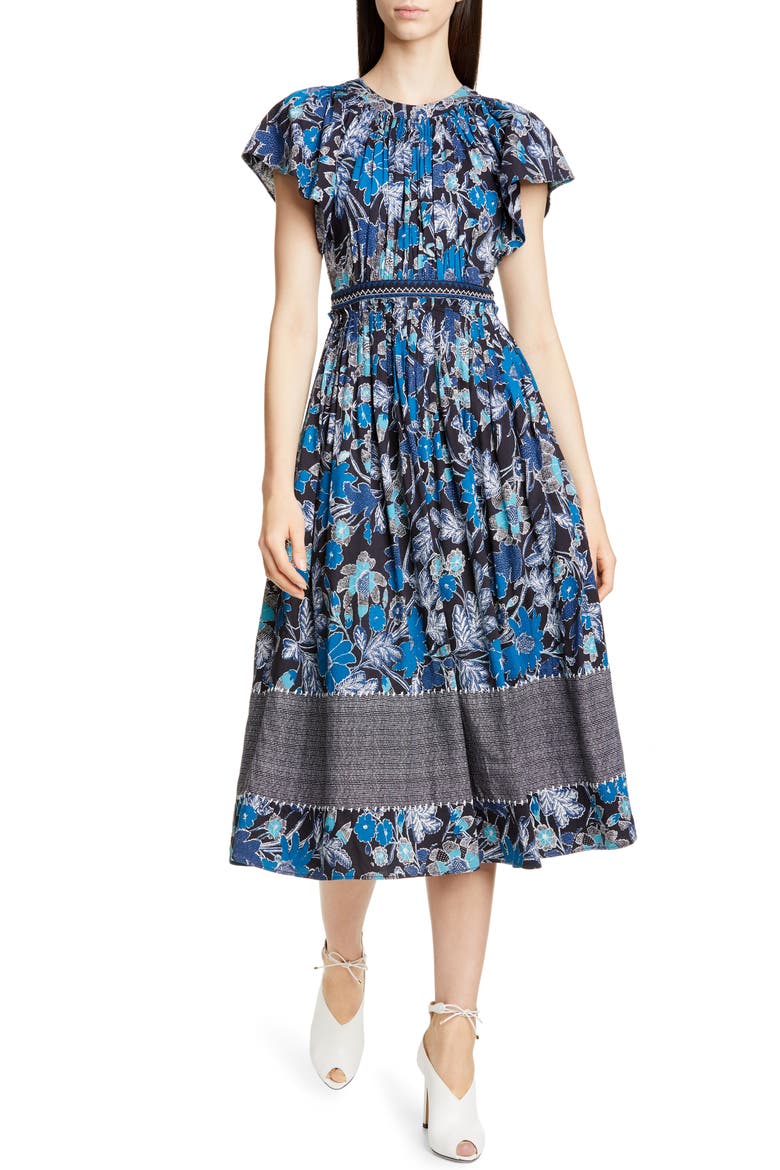 Lottie Floral Print Midi Dress, Main, color, LAPIS