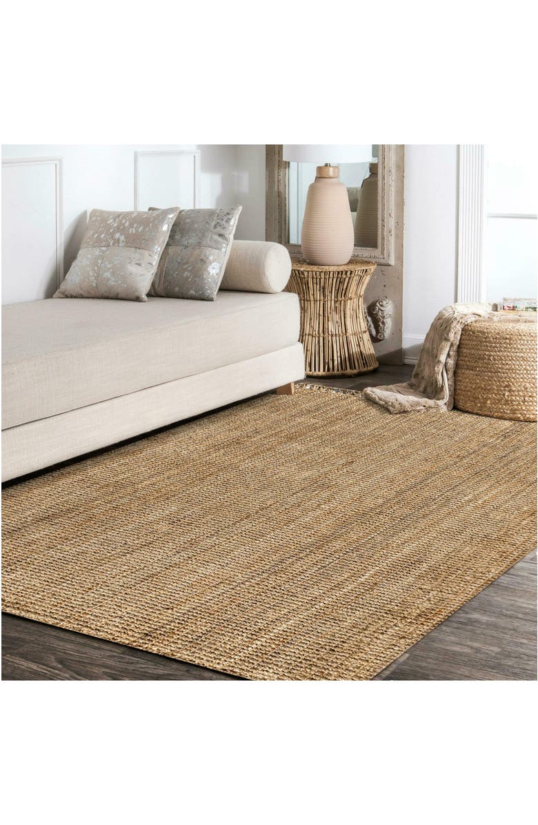 JONATHAN Y Pata Hand Woven Chunky Jute with Fringe Area Rug, Alternate, color, Natural