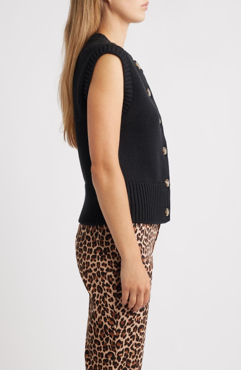 Anne Klein Button-Up Sweater Vest, Alternate, color, Anne Black