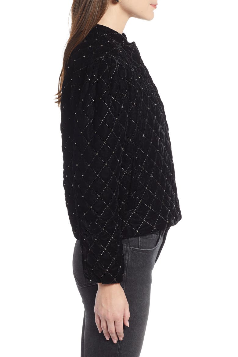 Quilted Velvet Jacket (Nordstrom Exclusive), Alternate, color, BLACK