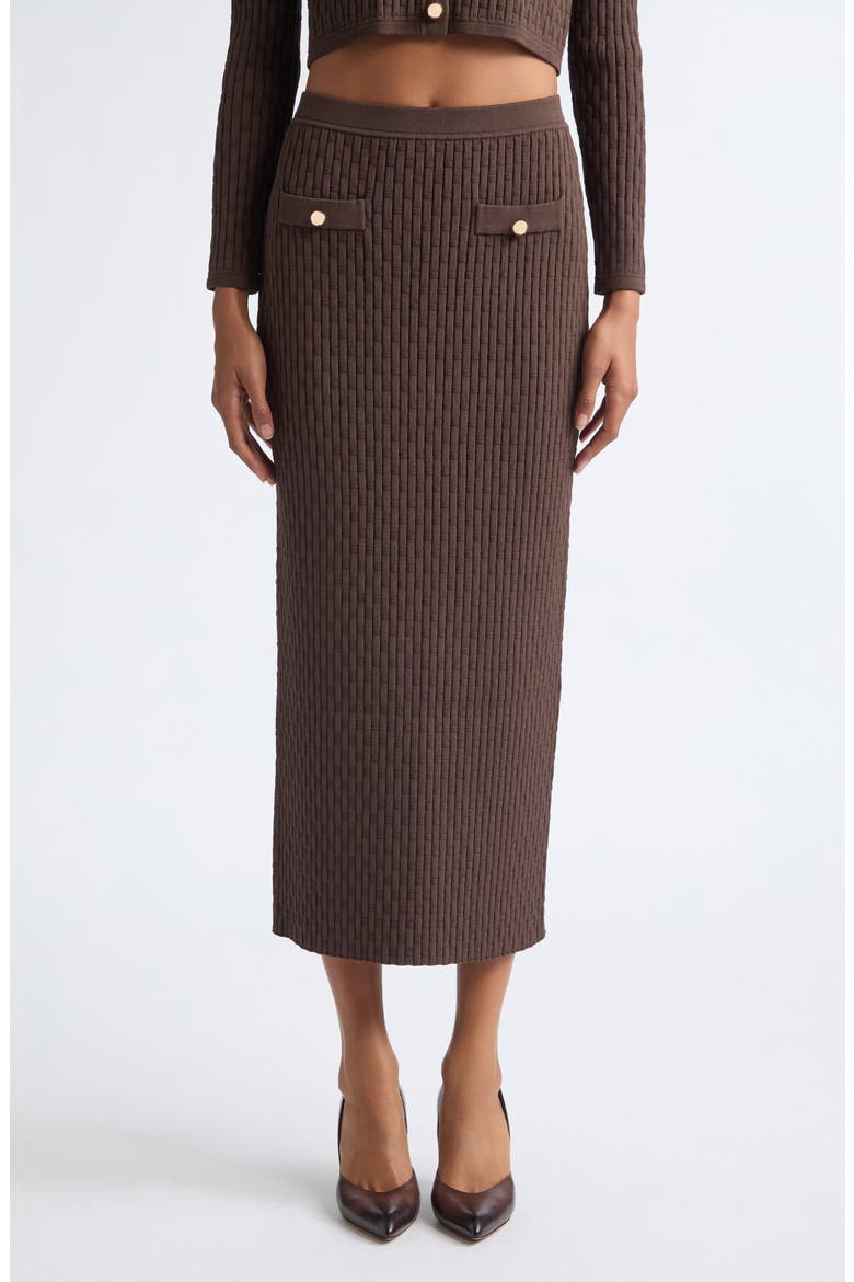 Milla Ribbed Midi Skirt, Main, color, ESPRESSO