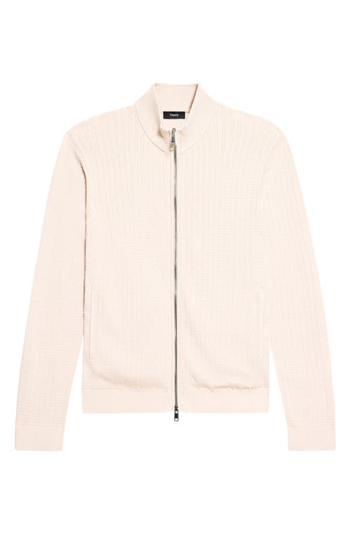 Theory Walton Cabled Cotton Zip Cardigan In Neutral