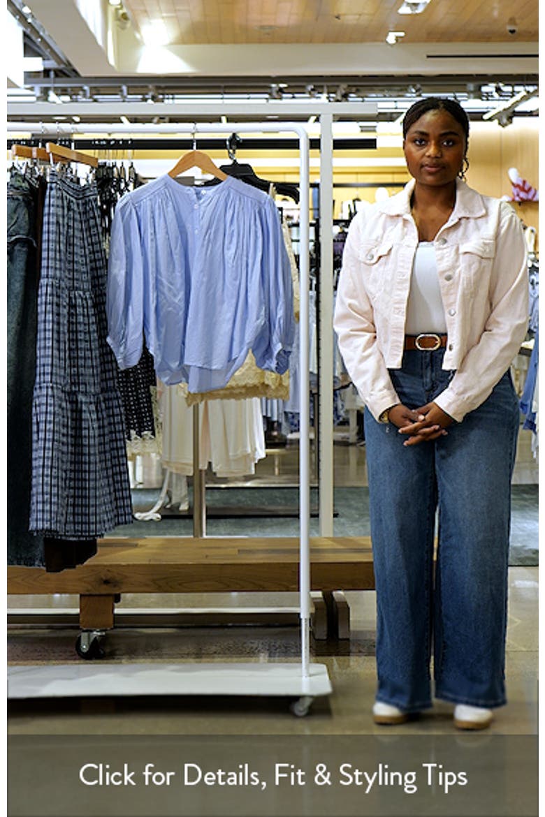 Shirred Crewneck Button-Up Top video