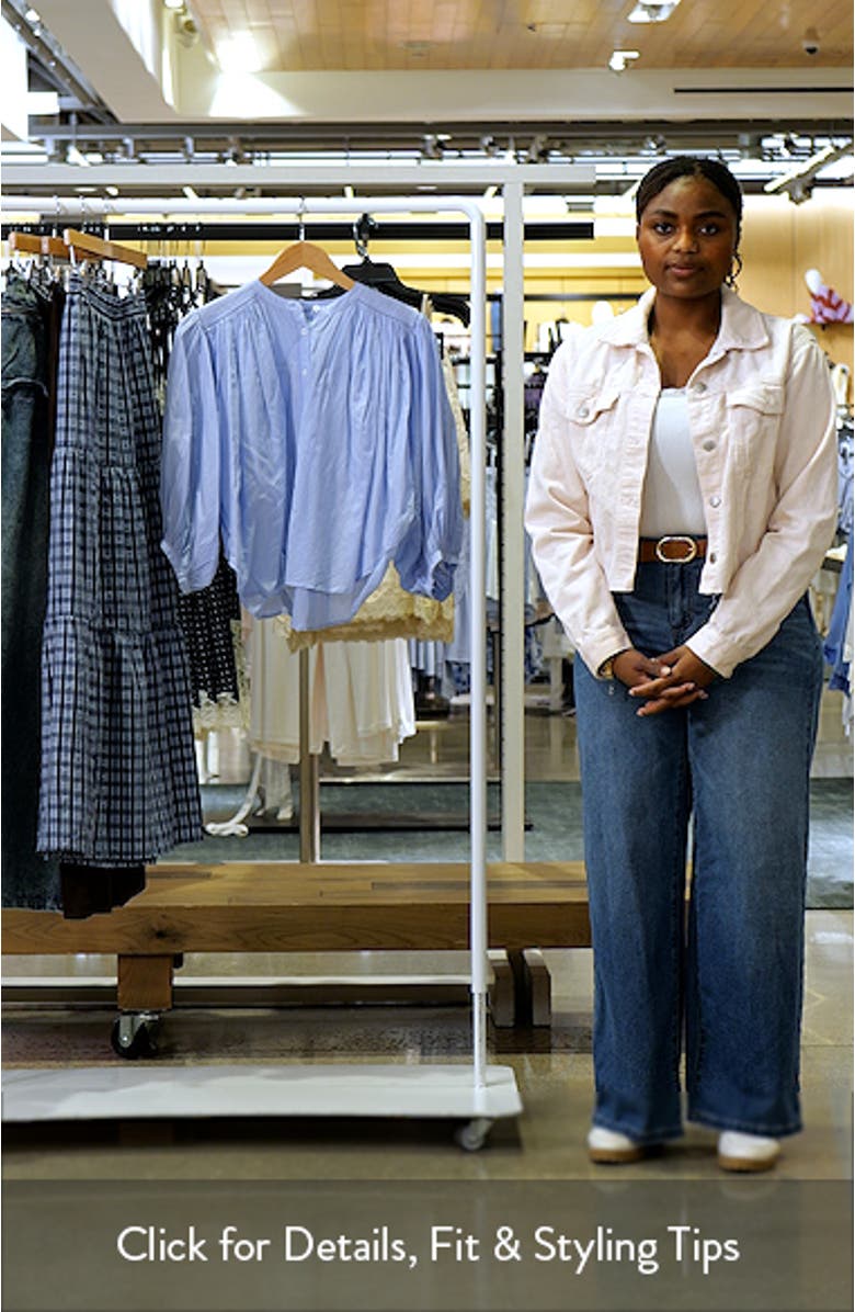 Shirred Crewneck Button-Up Top, sales video thumbnail