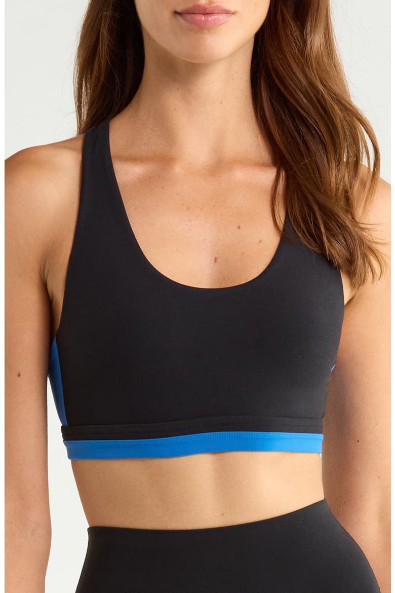 Maci Airweight™ Colorblocked Sports Bra, Main, color, BLACK/ CLASSIC BLUE
