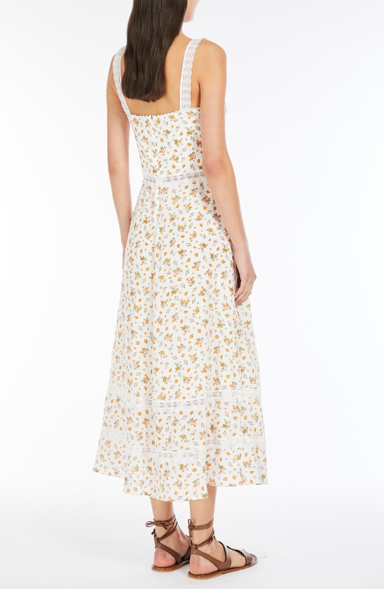 Weekend Max Mara Floral Lace Detail Silk Dress, Alternate, color, White