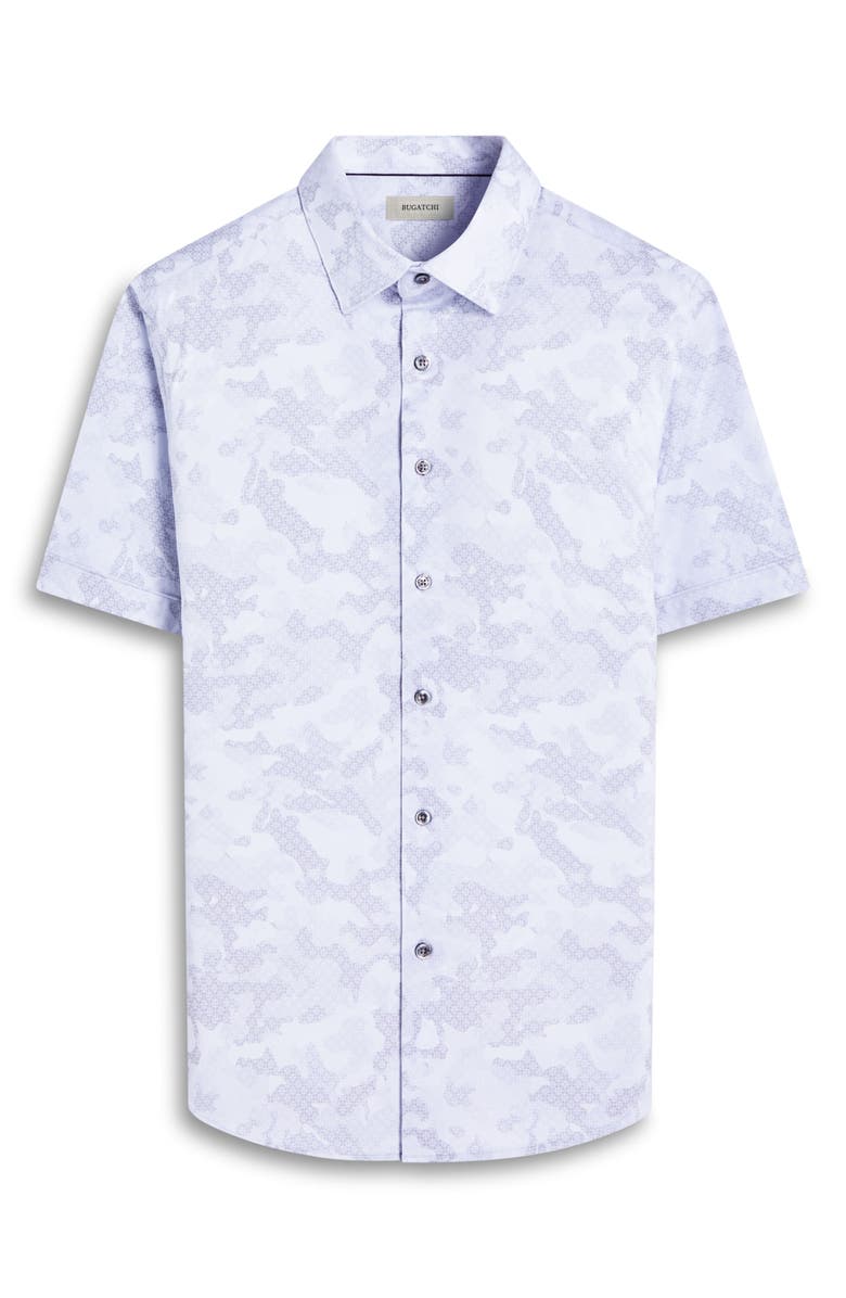 Bugatchi Miles OoohCotton<sup>®</sup> Abstract Print Short Sleeve Button-Up Shirt, Alternate, color, 