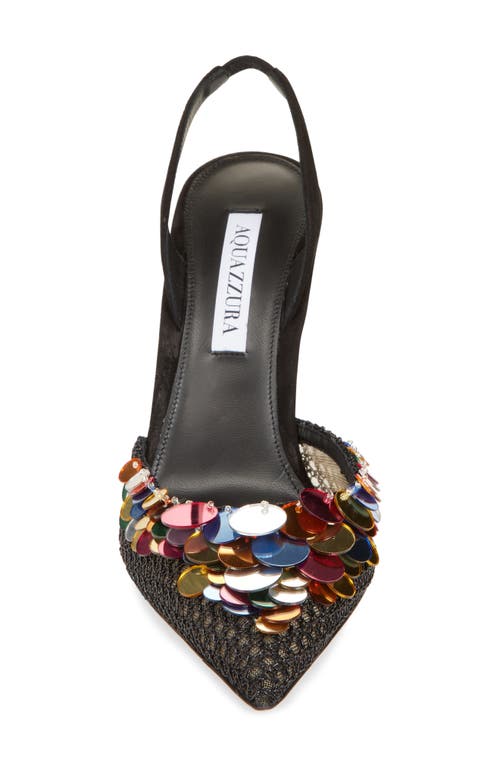 Aquazzura Can Can 105 Sequined Mesh And Suede Slingback Pumps In Black