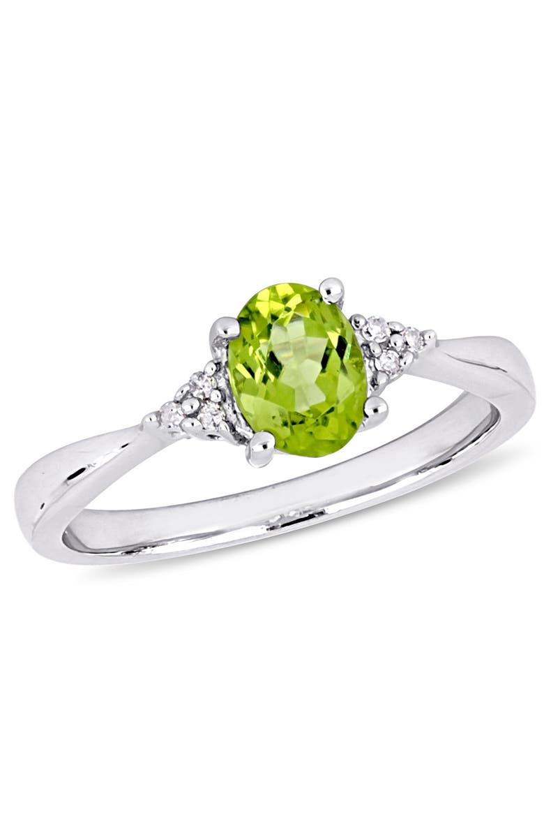 DELMAR Oval Peridot & Diamond Cluster Ring, Main, color, Green