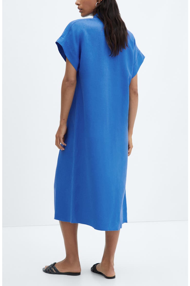 Short Sleeve Linen Shirtdress, Alternate, color, BLUE