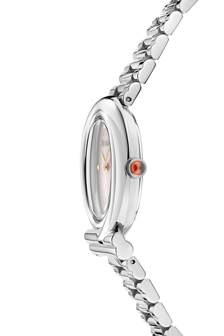 Gancini Mother-of-Pearl Twisted Bracelet Watch, 32mm, Alternate, color, STAINLESS STEEL