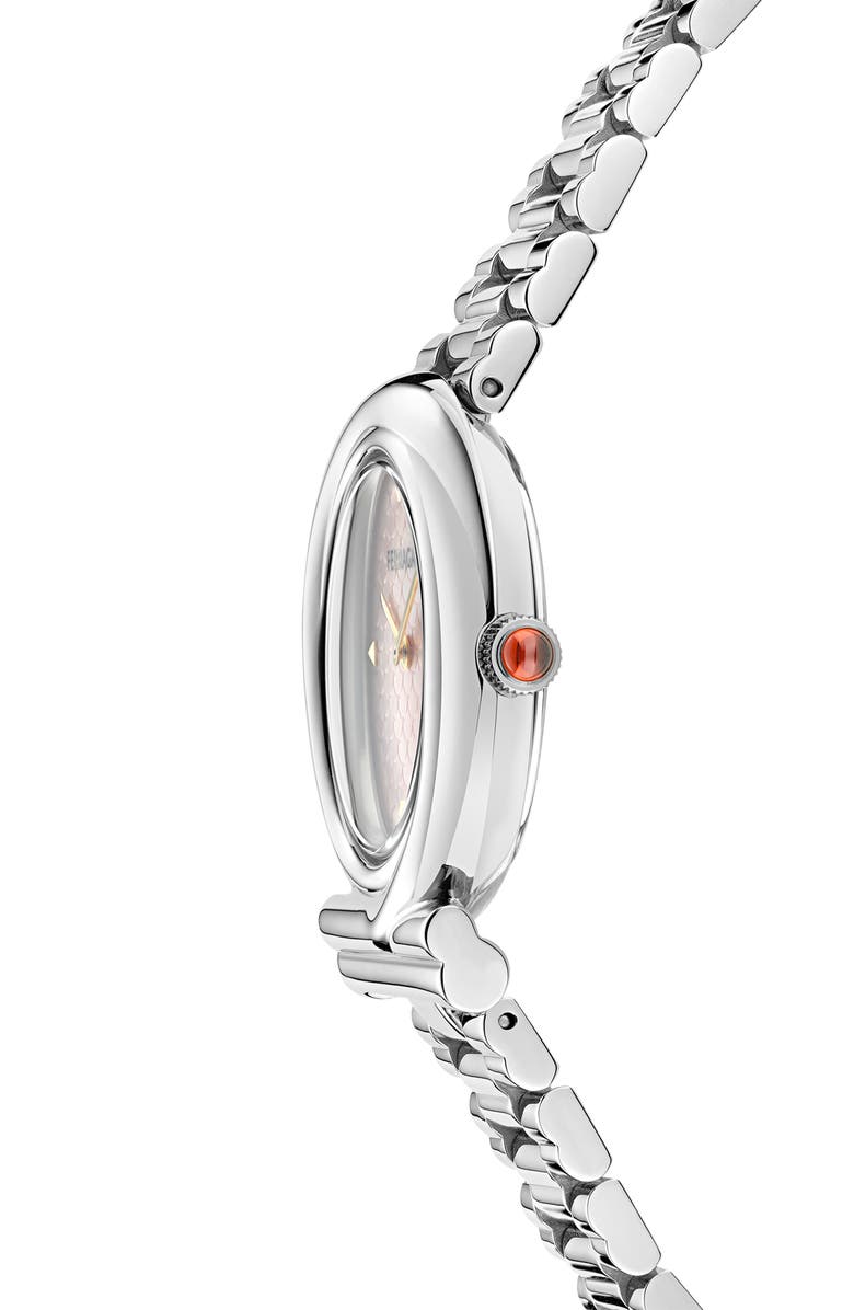 FERRAGAMO Gancini Mother-of-Pearl Twisted Bracelet Watch, 32mm, Alternate, color, Stainless Steel