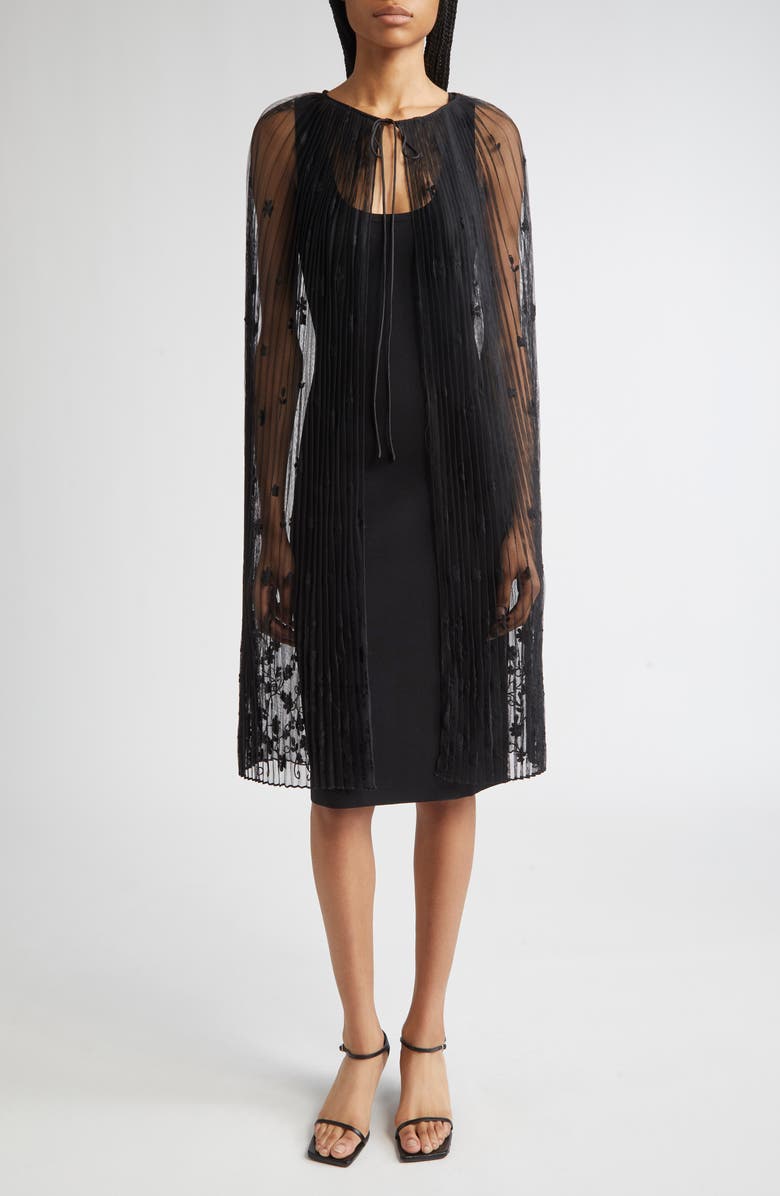 TOTEME Floral Embroidered Tulle, Alternate, color, Black/ Black