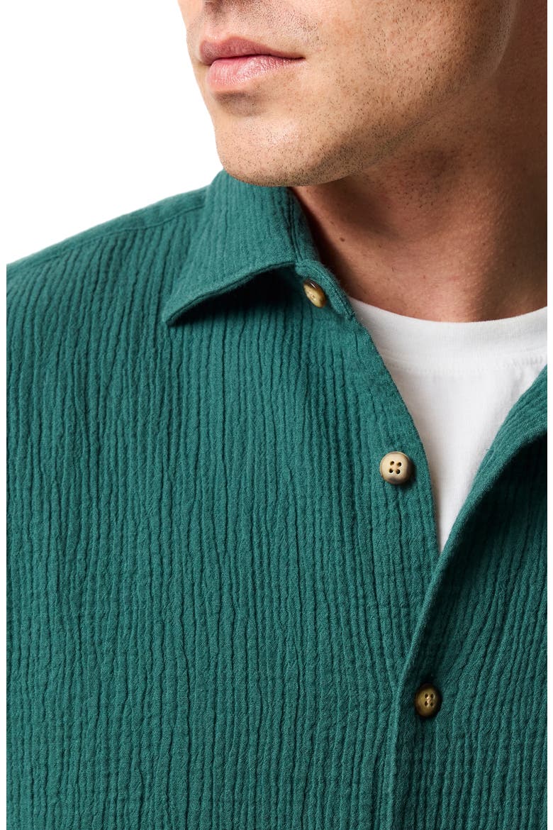 Adams Flat Weekend Fit Short Sleeve Stretch Seersucker Button-Up Shirt, Alternate, color, BOTTLE GREEN