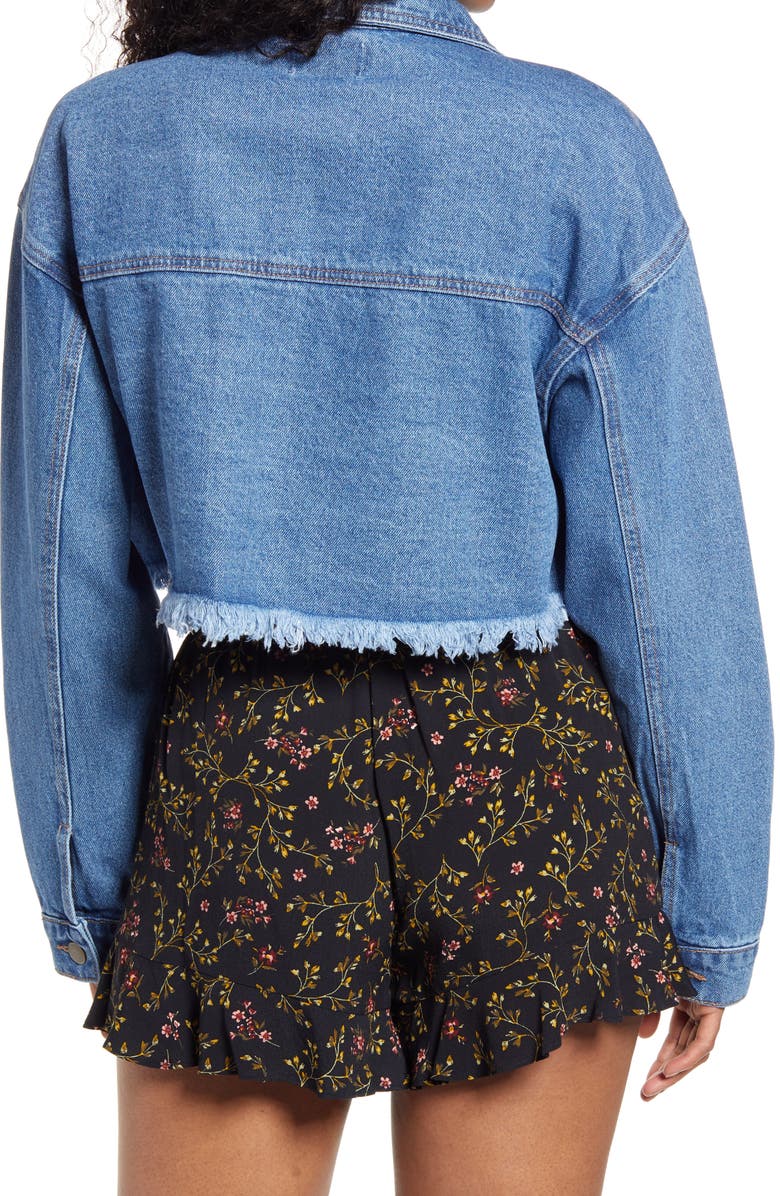 BP. Raw Hem Crop Denim Trucker Jacket | Nordstromrack