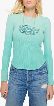 MOTHER Star Waffle Stitch Stretch Cotton Top