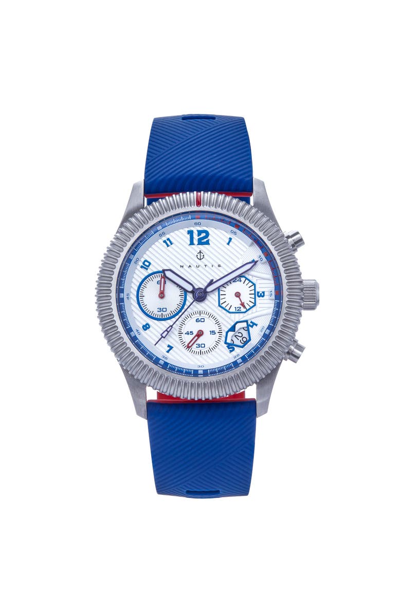 Nautis Meridian Chronograph Strap Watch w/Date, Main, color, Blue