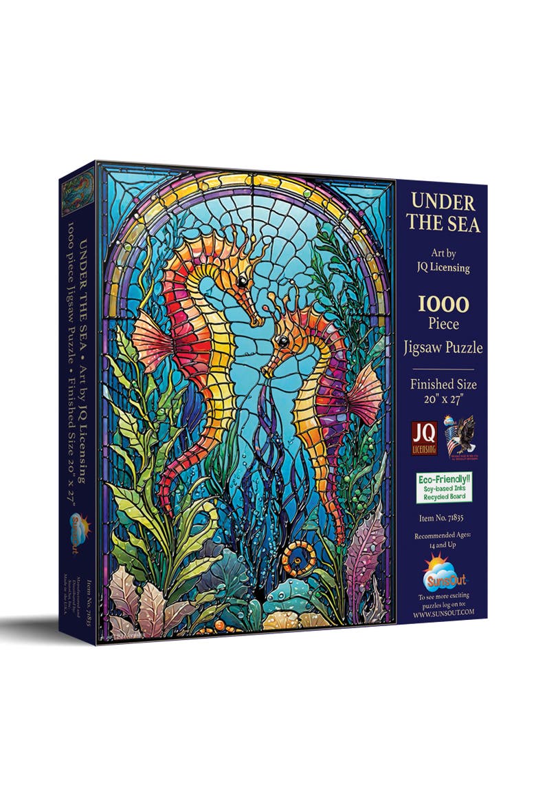 Under the Sea Stained Glass 1000 piece Jigsaw Puzzle for Adults, Main, color, Multicolor