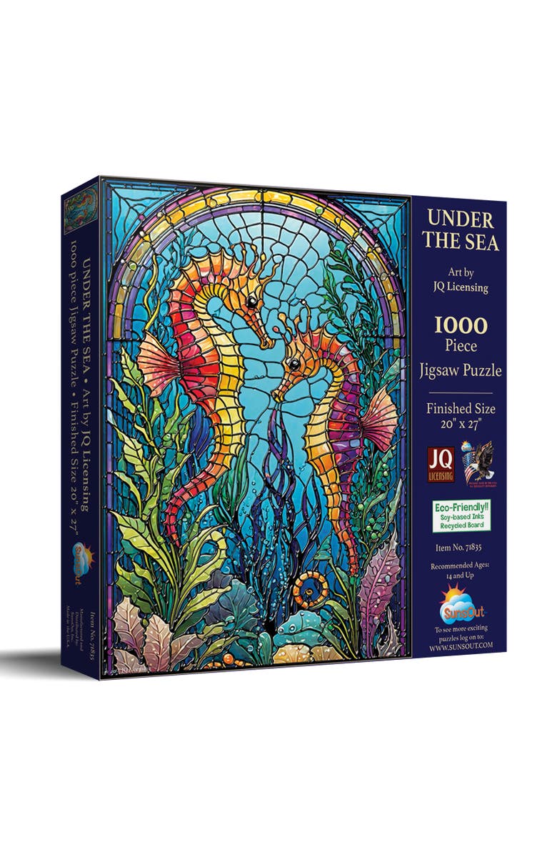 Sunsout Under the Sea Stained Glass 1000 piece Jigsaw Puzzle for Adults, Main, color, Multicolor