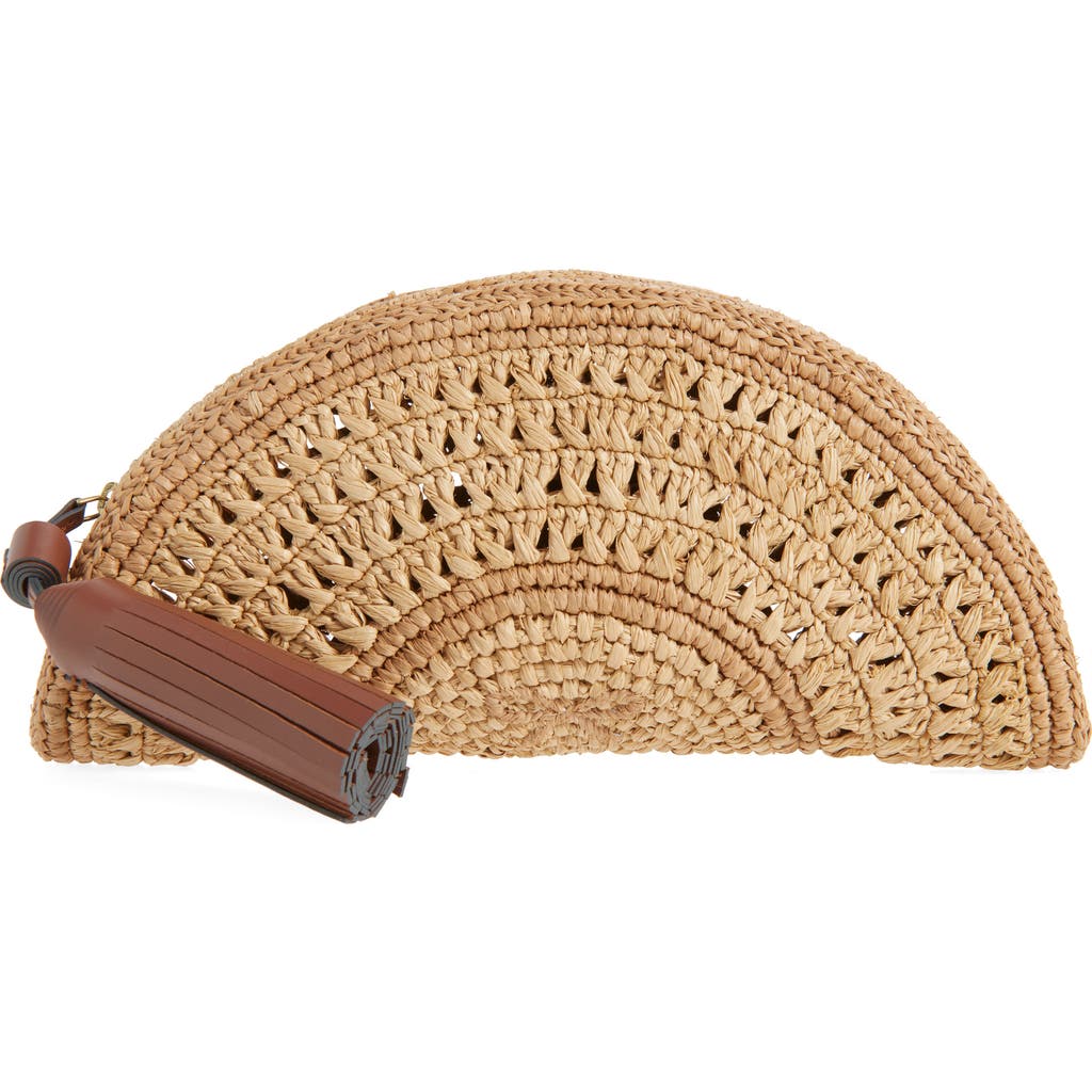 Anya Hindmarch Half Moon Raffia Clutch In Brown