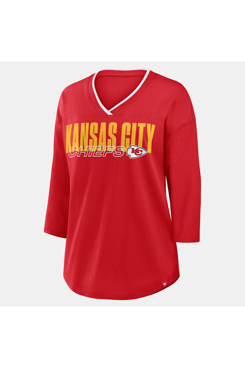Women's Fanatics  Red Kansas City Chiefs Team First Deceptive Juke 3/4-Sleeve V-Neck T-Shirt, Alternate, color, Red